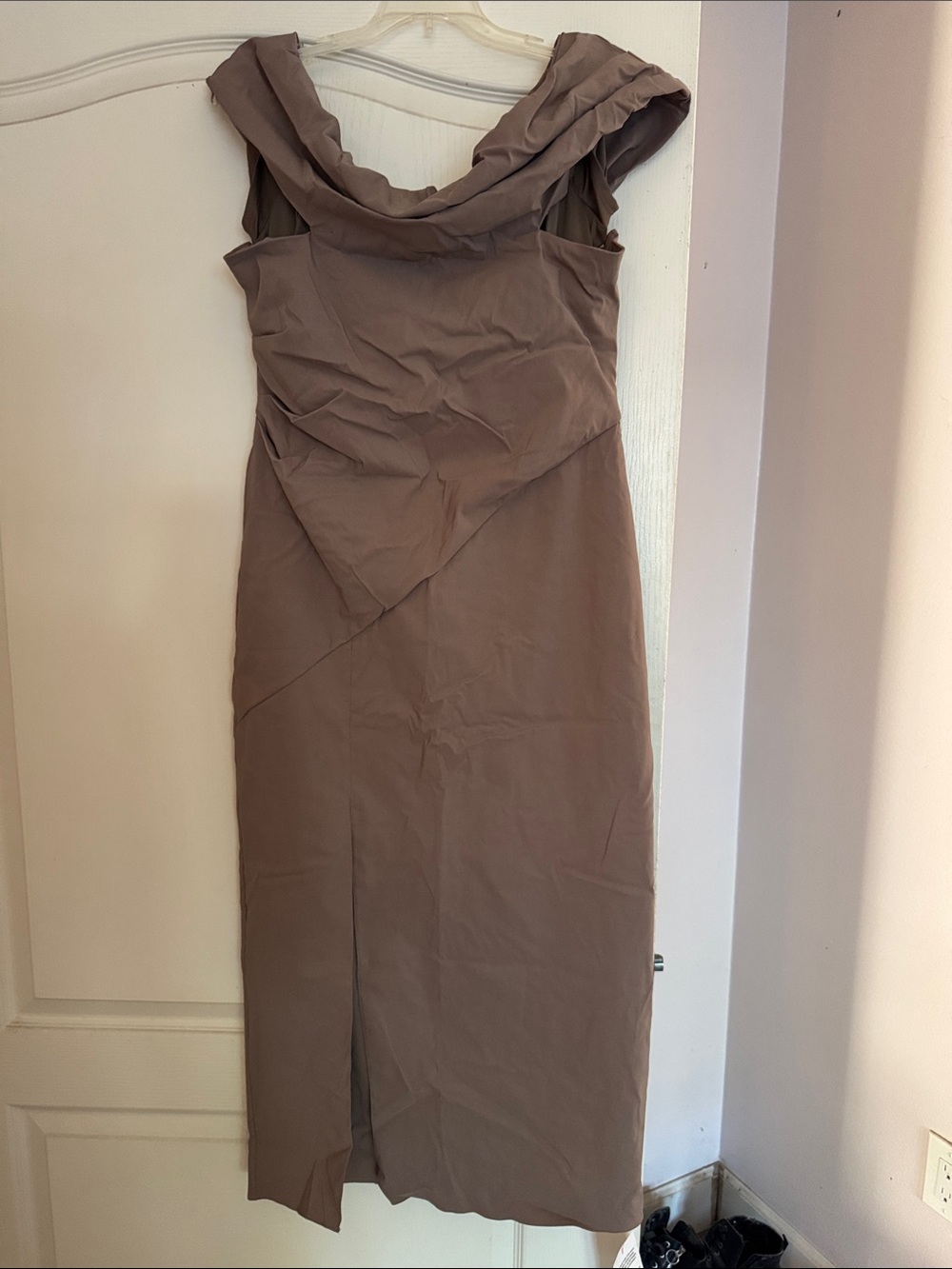ASOS Taupe Cowl-Neck Midi Dress